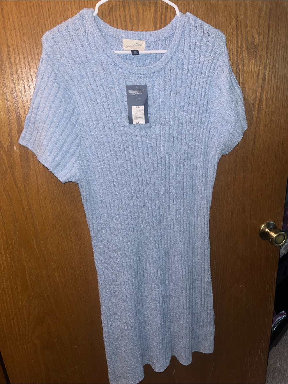 Universal Thread Light Blue Ribbed Midi Sweater Dress